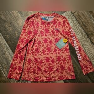 Magellan Outdoors Kids Rashguard - Red and Pink Floral Sz 12-14